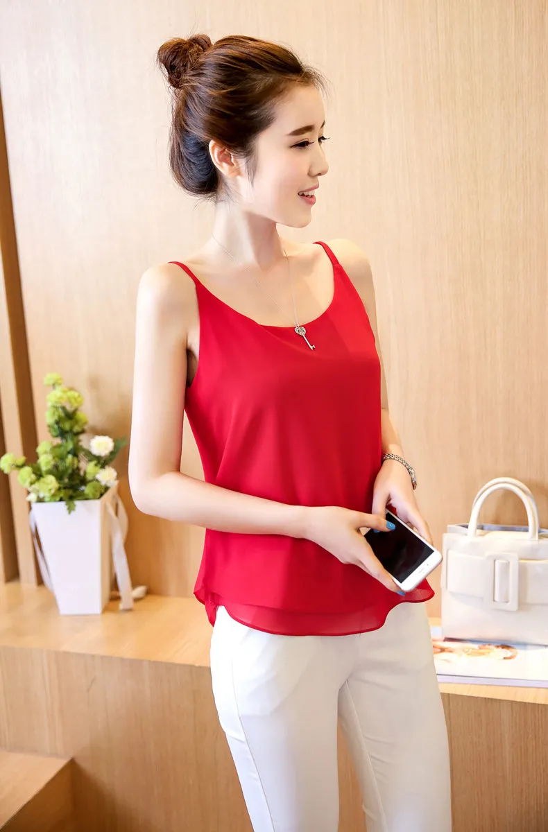 Women's Summer Chiffon Sleeveless Tank Top