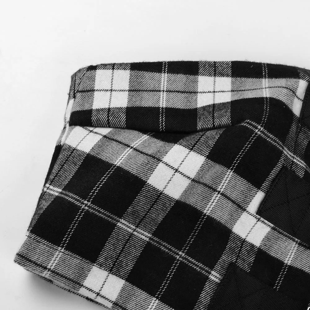 Women's Summer Plaid Off-Shoulder Strapless Cropped Tube Top